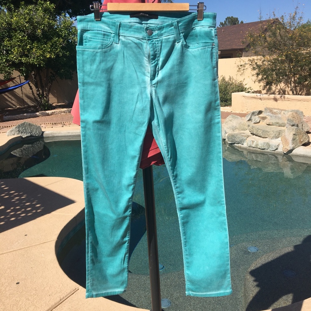 Joe's Faded Teal Turquoise Green Skinny Jeans Crop